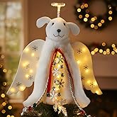 iHeartDogs Christmas Tree Topper Decoration - The Original Dog ‘Christmas Miracle’ Angel Dog Tree Topper LED Lighted Halo, Snowflake Garland & Wings Decor Ornament, Holiday Decoration