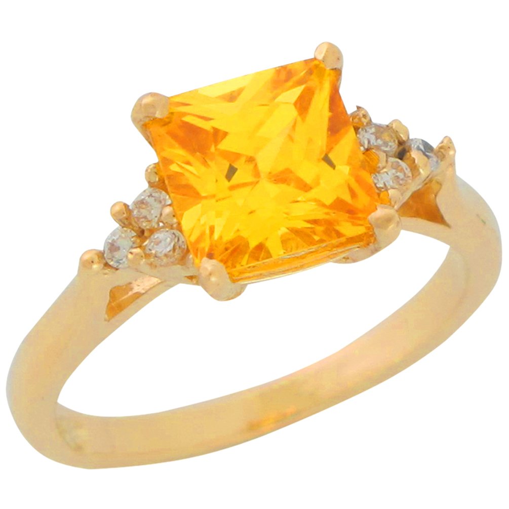 Jewelry Liquidation 14k Yellow Gold Square Simulated Birthstone Ladies Fancy Ring