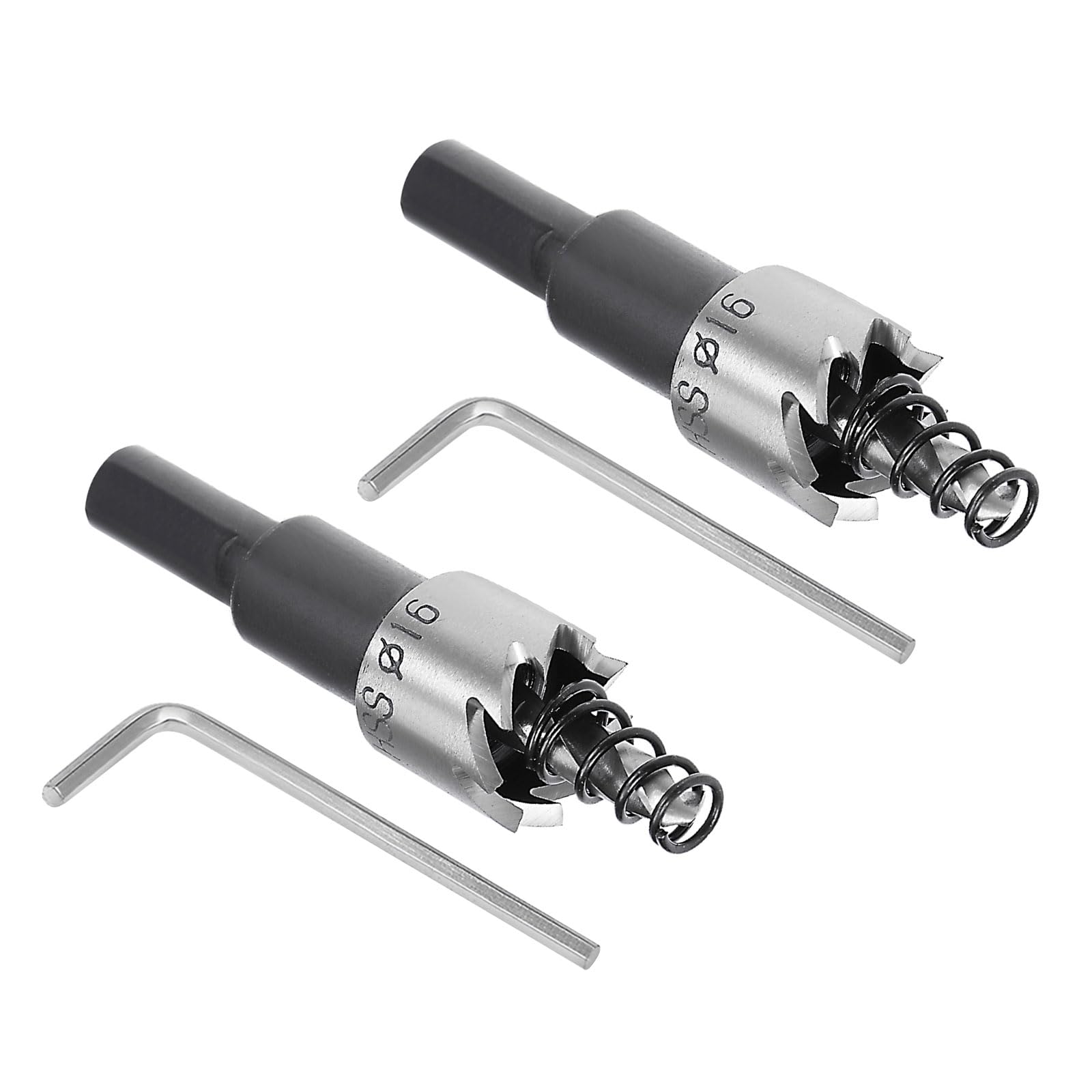 Kozelo 2pcs Hole Saws - [16mm] HSS (High Speed Steel) 4341 Drill Bits Hole Cutters for Stainless Steel Aluminum Metal Wood Plastic Use, Triangular Shank