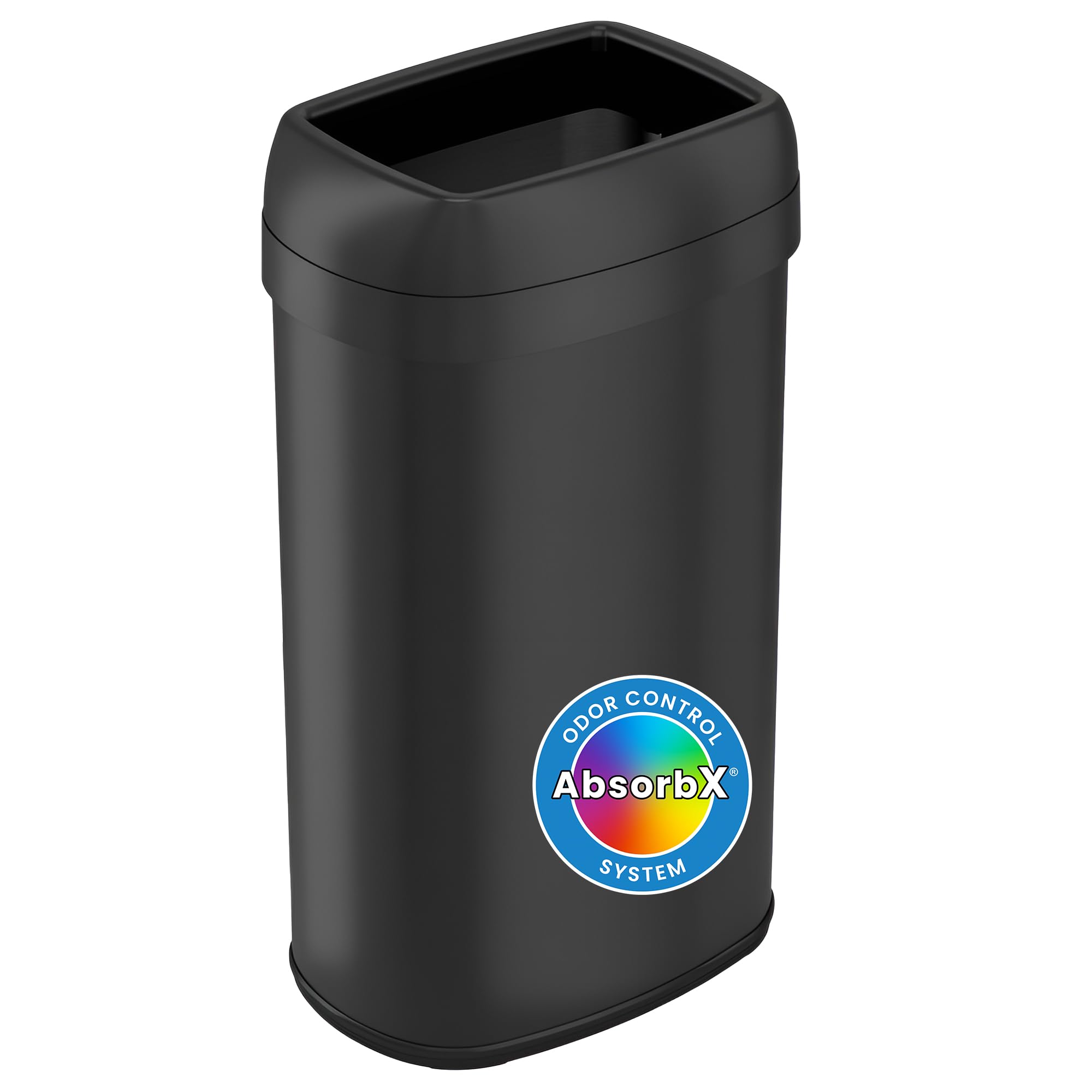 iTouchless 16 Gallon / 61 Liter Open Top Kitchen Trash Can & Recycle Bin, Matte Black Stainless Steel Commercial Grade Garbage Bin with Dual Odor Filters for Office, Garage, Restaurant, and Home Image