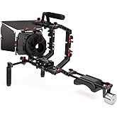 FILMCITY Camera Shoulder Support Rig Kit with Cage & Matte Box for DSLRs Video Camcorder. Adjustable Brackets & Handles. Fits Multiple Lenes Diameter up to 95m. 4x4 Filter Holders. (FC-02)