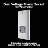 BG Electrical Dual Voltage Shaver Socket 115/240V Nexus Metal Brushed Steel view 4