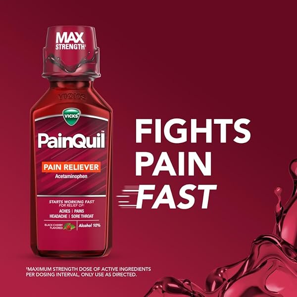 VICKS PAINQUIL PAIN RELIEF ACETAMINOPHEN 1000MG MAX STRENGTH‡ ADULT PAIN RELIEVER LIQUID 12OZ, BACKACHE HEADACHE RELIEF, 1 DAYTIME PAIN RELIEVER