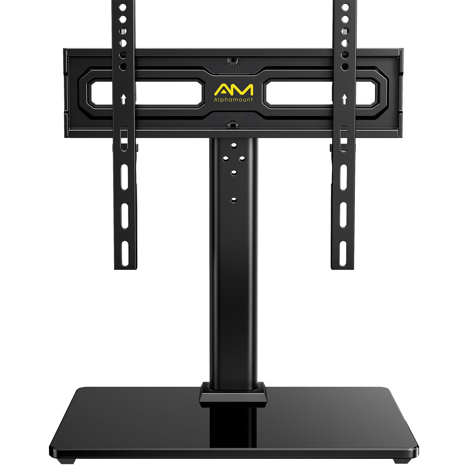 Alphamount Universal TV Stand for 24 to 60 Inch TVs, Height Adjustable Swivel TV Stands Supports 45 Kg, 12 Level Height & Tilt Adjustment Table Top Tv Stand Base, Max VESA 400 x 400 mm
