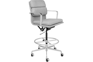 Laura Davidson Furniture SOHO II Padded Drafting Chair for Standing Desks - Ergonomically Designed, Draft Height, Arm Rest & Cushion Availability, Made of Poly-Cotton Fabric, Grey Fabric