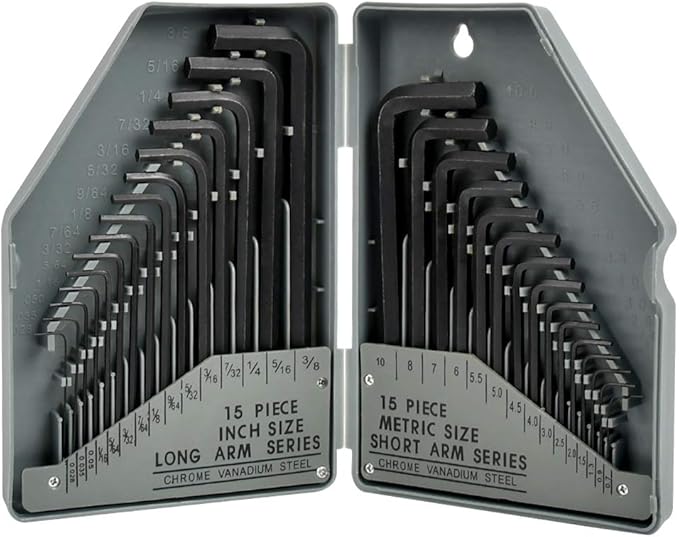 WOWOSS 30 Pcs Allen Wrench Set Imperial and Metric Allen Keys Socket Set 0.710 mm Hexagonal Key