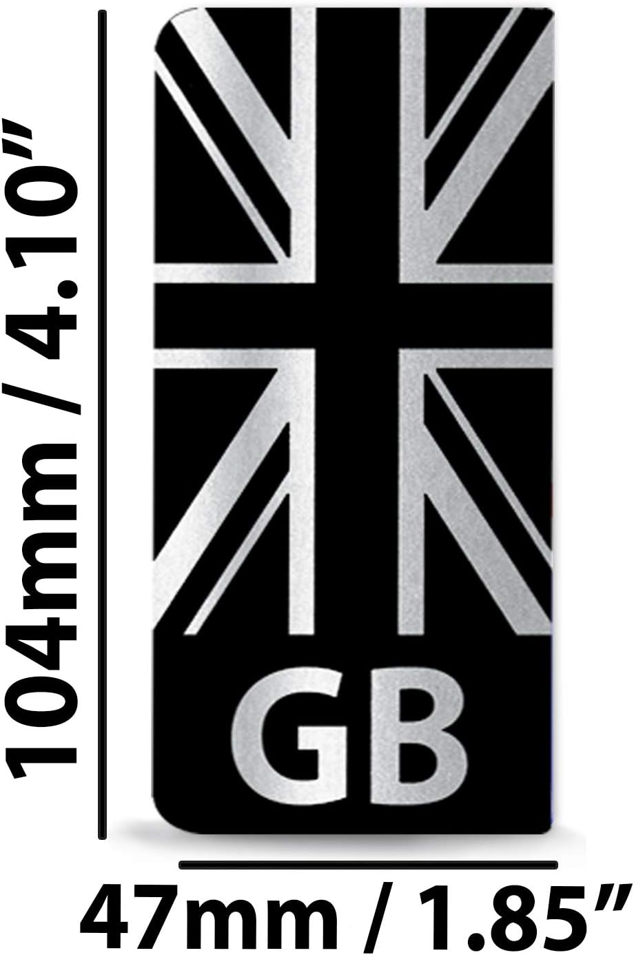 SkinoEu® 2 x Vinyl GB Badge Car Number Plate Silver Self-Adhesive Stickers Union Jack UK Decals QV 43, Silver Black, 104mm x 47mm - Image 5