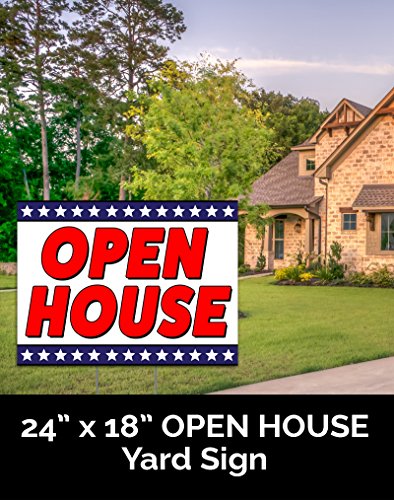 Open House Yard Sign 24"x18" with Metal Stake (Coroplast)