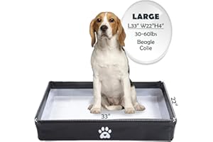 MEEXPAWS Dog Pee Pad Holder Tray Foldable, Puppy Pad Holder Liner Base High Side, Dog Litter Box Indoor for Large Dog 33’’x22’’, Training Pad Holder Leak-Proof, Potty Pad Holder for Dogs Easy Clean