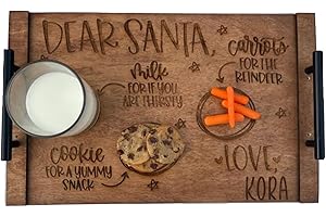 Custom Wooden Christmas Cookies and Milk for Santa Tray, Christmas Eve Treats Serving Board Platter for Reindeer, Kids Gift S