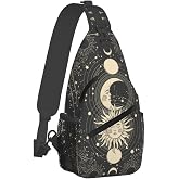 BEIANSHUO Vintage Sun Moon Stars Small Crossbody Backpack Sling Bag for Men Women Mini One Shoulder Chest Bags Gym Sport Travel Hiking Daypack