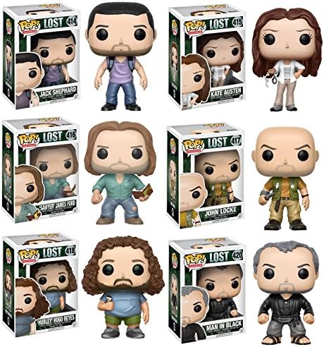 Funko POP Television: LOST Jack, Kate, Sawyer, Hurley, John Locke, and Man in Black: Set of 6 Vinyl Figures