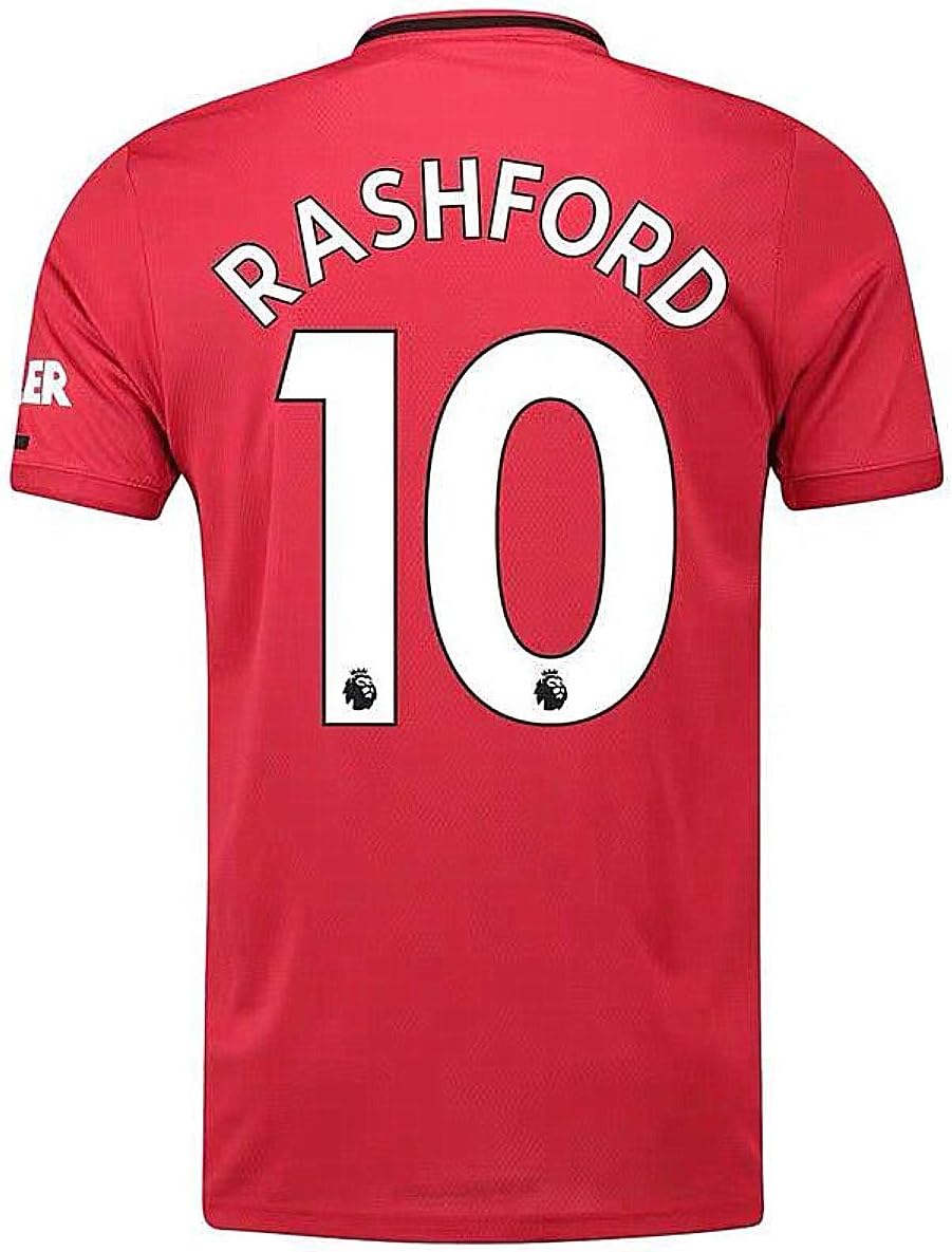 Manchester United FC Official Rashford #10 Jersey 2019-2020 Home Mans Soccer Jersey Red