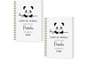 CQM 2 Pcs Cute Panda Spiral Notebook Cute Pandas Journaling Notebooks Panda Themed Gifts for Women Girls Teens Friend Teens College Ruled Notebook Journal, Classroom Office Supplies