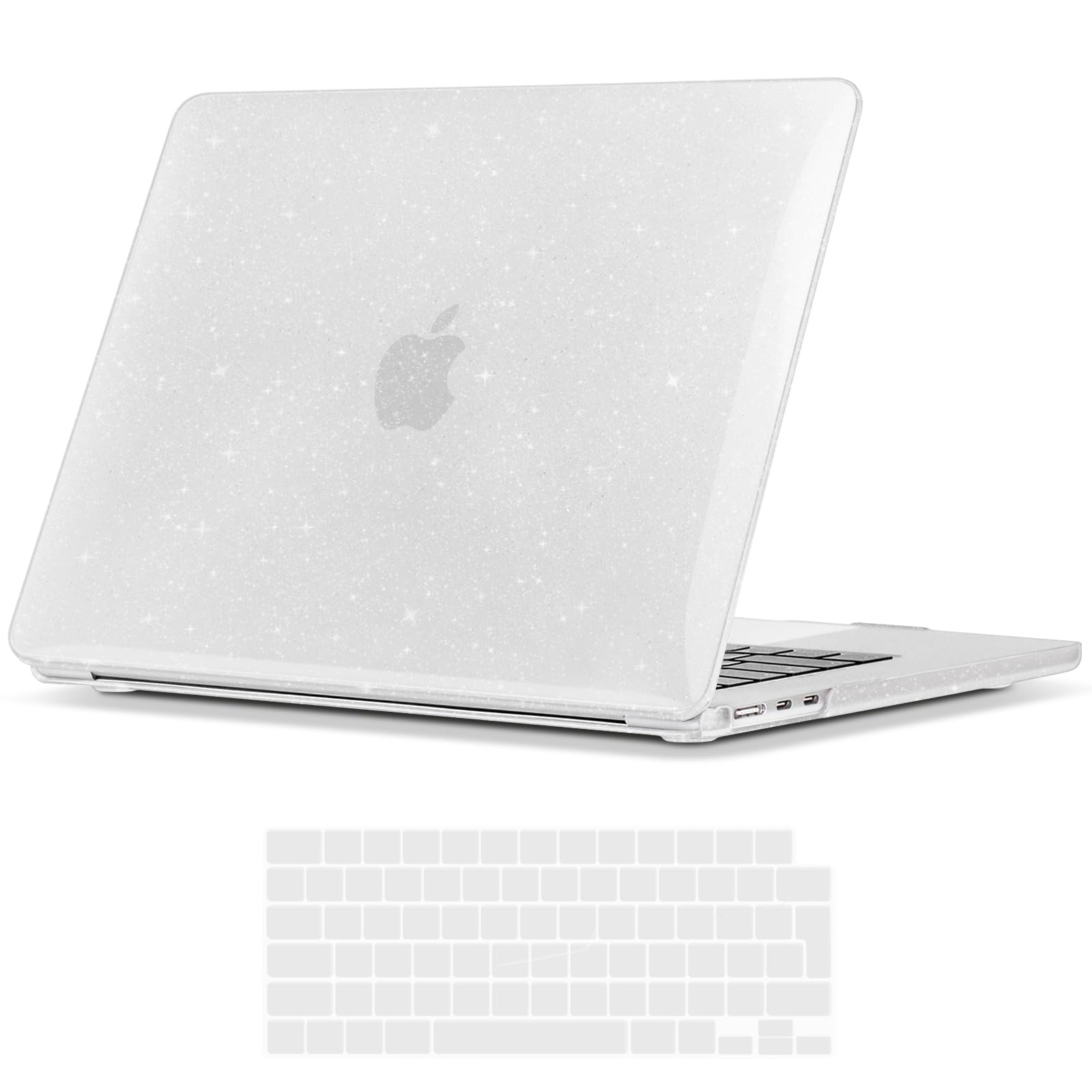 iNeseon Case Compatible with 2023 2024 2025 2026 MacBook Air 15 inch M5 A3448 M4 A3241 M3 A3114 M2 A2941, Plastic Slim Hard Shell Cover Case + Keyboard Cover for MacBook Air 15, Clear Shiny