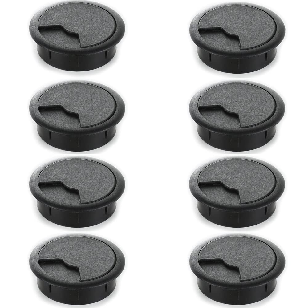 Sossai Desk Cable Grommet/Cable Outlet/Cord Hole Cover Plate for Desks, Offices & Worktops | 8 pc KDM2-60 | Colour: Black | Diameter: 60 mm