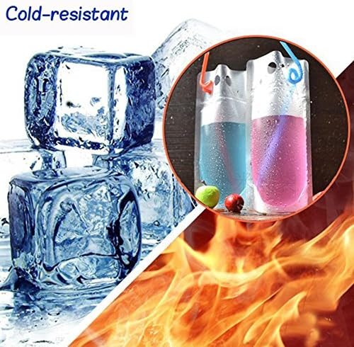 50 pack Disposable drink Bags, Reclosable Zipper pouch Stand-Up Hand-held Translucent frosted Plastic Pouches Bag ( 500ML)