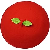 Kawaii Handmade Cartoon Beret Hat Green Leaves Fruit Cosplay Vintage Lolita Mori Girl Wool Cap Gift