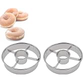 Joyangy 2-Pack Stainless Steel Donut Cutter Mold 3.86 Inch for Baking | bagel and biscuit cutter, cookie dough use, easy press and release, rust resistant steel, baking gift set