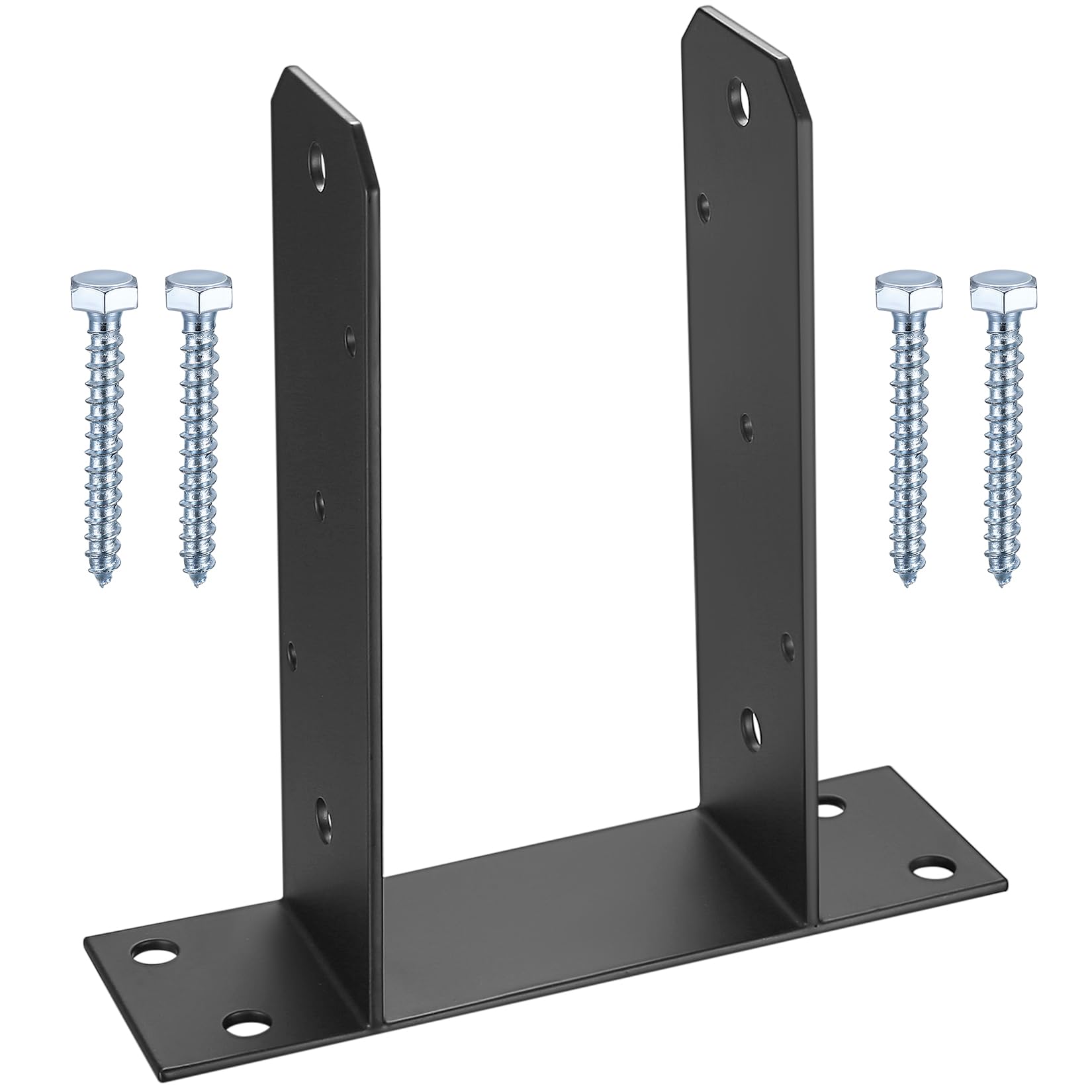 U-Post Support, Fence Post Supports, Wood Fence Pergola Post Base Brackets, Heavy Duty Square U-Shaped Post Support for Screwing On, Base Plate Fence Posts Anchors, 3.97 Inch