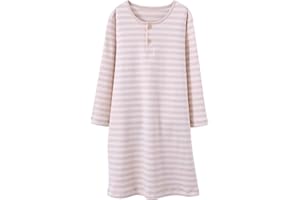 ABALACOCO Girls Organic Cotton Nightgown for Toddler Sleepwear Pajama Dress,Home Nightshirt Short Long Sleeve Soft Wear 2-14T