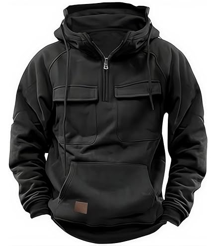 Ymosrh Mens Active Hoodie, Casual Zip Up Hoodies with Pockets Long