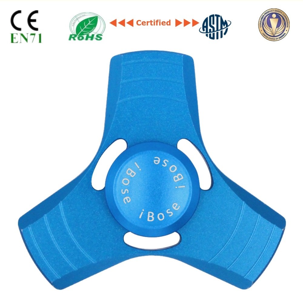 Fidget Spinner Toys With Metal Bearing Anti Anxiety for Adult Children Kids Figit Mini Tri Spinners Helps Focusing Figets Toys EDC Focus Toy Hands Spinner Fidgit Cube Light Pack Set (Metal-Blue)