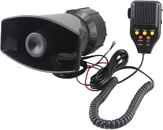 Amazon Gampro カーレコーディングサイレンスピーカー 12v 80w 3トーン カーサイレンホーンスピーカー マイクpaスピーカーシステム 録音機能付き 音量調節 スイッチオンオフ機能 ステータスインジケーターライト 外装 エアロパーツ 車 バイク