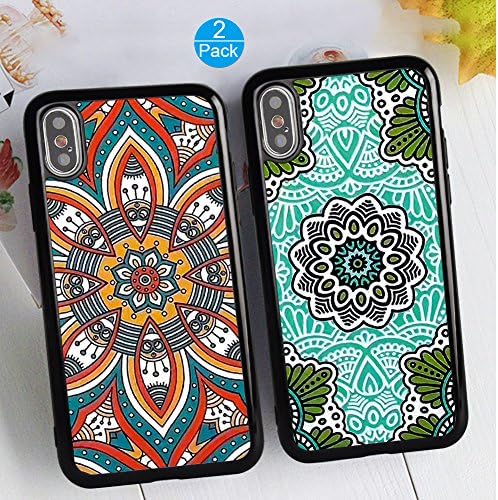 iPhone X/10 2X Case Mandala Design Lovers Couple Best Friends Ultra-Slim Soft Silicone Bumper Frame Cover Cases for iPhoneX/10 5.8 inch