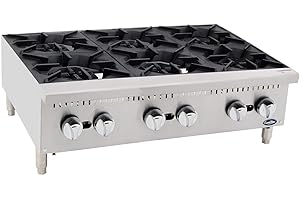 COOK RITE CookRite ATHP-36-6 Commercial Hot Plate Countertop Six Burner Liquid Propane Range 36" - 150,000 BTU