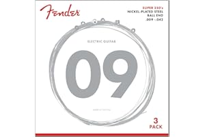 Fender Super 250 Electric Guitar Strings, Nickel Plated Steel, Ball End, 250L .009-.042, 3-Pack