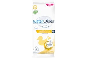 WaterWipes Sensitive+ Bathing Wipes, 3-In-1 Cleans, Cares, Protects, 99.9% Water, Unscented & Hypoallergenic, 16 Count (1 Pack)