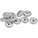HARFINGTON 10pcs 20L Fabric Cloth Covered Button 12.5mm Round Metal Shank Sewing Buttons for Suits Dress Blouses Sweaters, Silver Tone