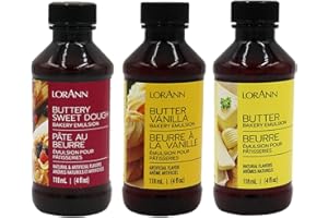 LORANN OILS LorAnn Bakery Emulsion 3 pack - Buttery Sweet Dough, Butter Vanilla and Butter - 4 ounce bottles