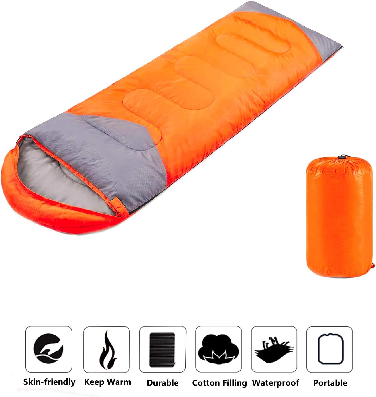 Backpacking Sleeping Bag for Adults & Kids - Lightweight, Waterproof, Comfortable for Spring, Summer, Fall - Hiking, Traveling, Camping
