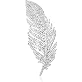 RLHRNDE Crystal Feather Brooches Pin for Women Men Elegant Gold Rhinestone Leaf Brooch Vintage Feather Lapel Pins Birthday Wedding Banquet Party Clothes Accessories