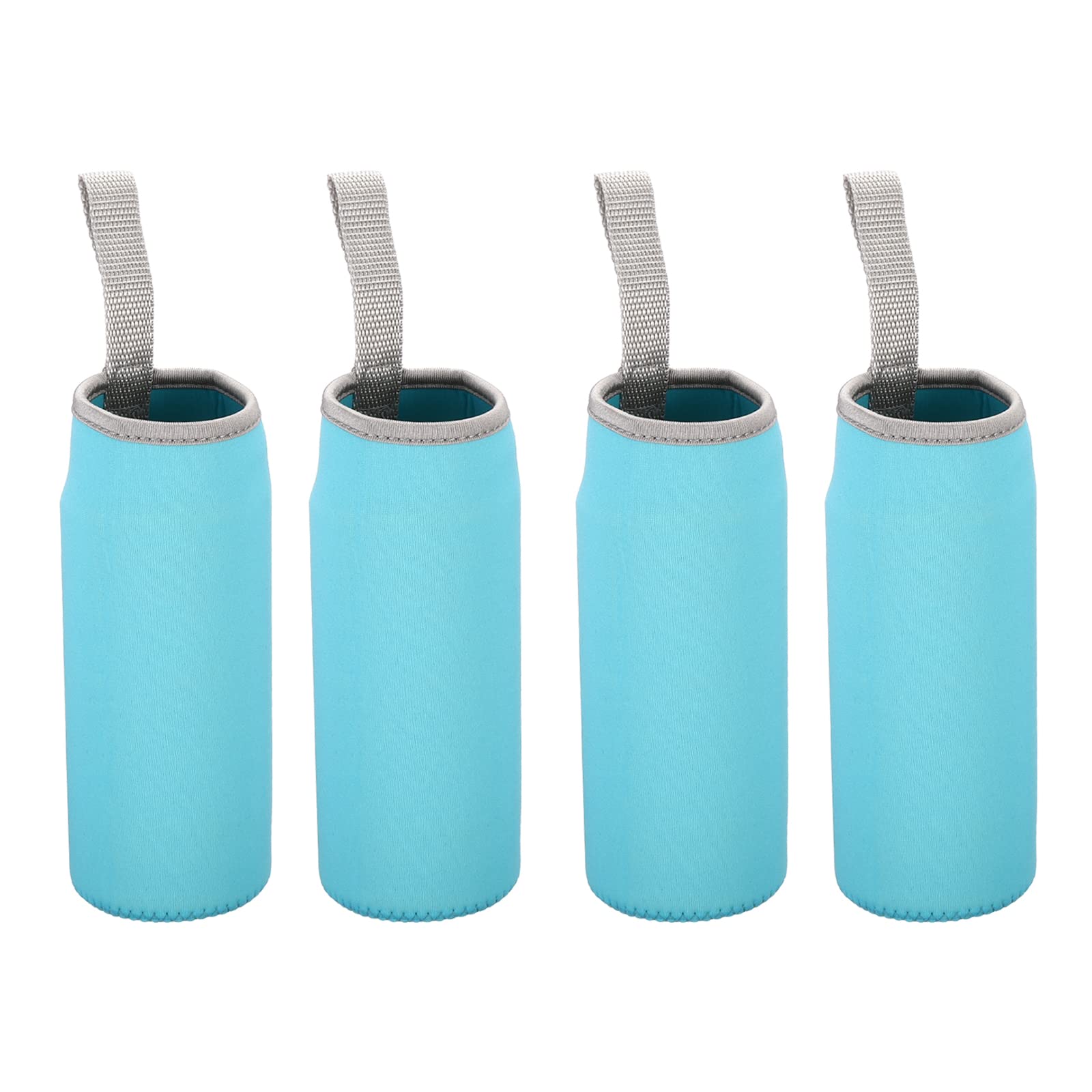 PATIKIL 65mmx180mm Water Bottle Sleeve, 4 Pack Neoprene Insulated Bottle Bag Holder Carrier Pouch with Finger Strap, Light Blue
