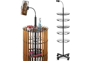VIFOCUFY Braiding Hair Rack Standing Hair Extension Holder - 140 Pegs Braiding Hair Rack & Divider Stand with Phone Holder for Displaying and Separating Hair