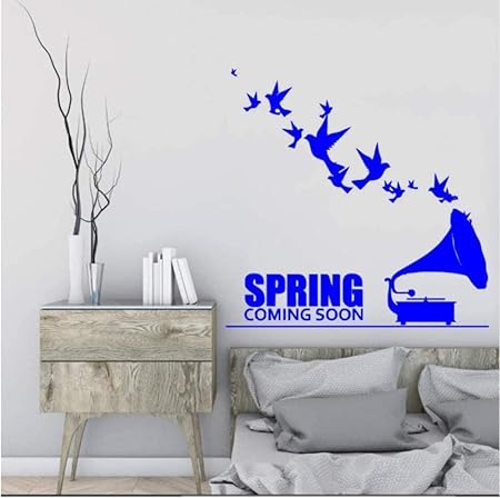 Pegatinas De Pared Calcomanía De Gramófono Con Pájaros Voladores