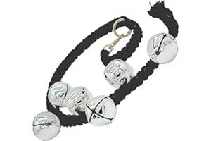 DORUI Dog Hanging Doorbells| 6 Extra Loud Dog Potty Training Bells| Adjustable Durable Braided Rope Door Bell for Dogs to Ring to Go Outside(Black, Large)