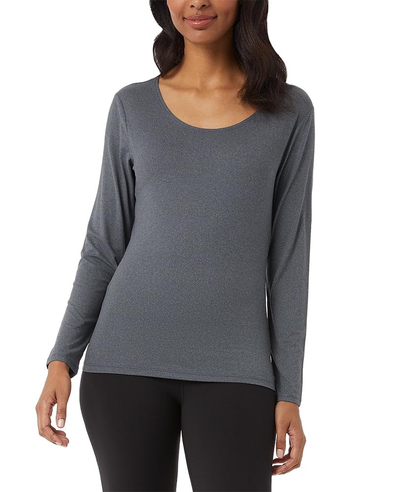 Photo 1 of 32 Degrees Women's Cozy Heat Base Layer Scoop Neck Top - Thermal Long Sleeve Shirt for Cold Weather | Ht Charcoal, Medium