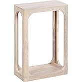 Kate and Laurel Dahl Modern Slatted Wooden Slim Side Table, 16 x 8 x 24, Whitewash, Transitional Wood Narrow End Table for Us