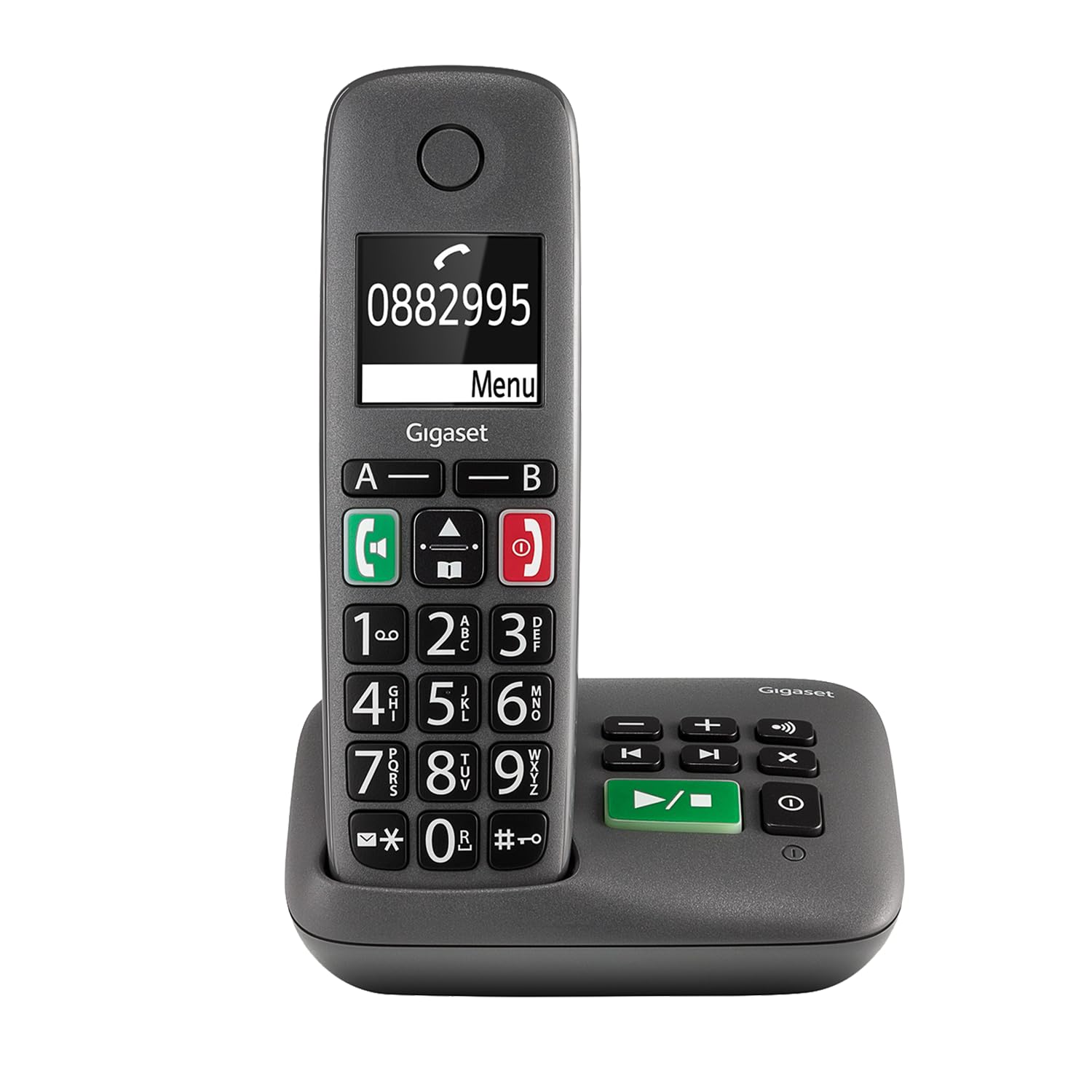 Gigaset E294 AM - DECT Telephone with an Answering Machine - Designed for the Elderly - Hearing Aid Compatibility, Titanium Grey [UK Version]