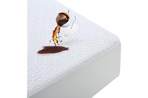 MERITLIFE Premium 100% Waterproof Mattress Protector,4D Air Cooling 300GSM Queen Size Mattress Pad Cover,Breathable All-Round 360° Bed Mattress Topper Protection Noiseless Vinyl Free (White,Queen)