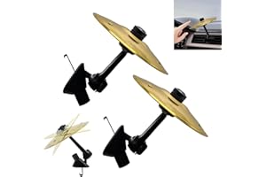 FZOCOLY Car Cymbal Air Vent Clips, 2 Pack 5.5" Golden Mini Crash Cymbals for Road Trip Fun, Hands-Free Cars Symbol Drum, Quirky Gift for Music Lovers & Drummers