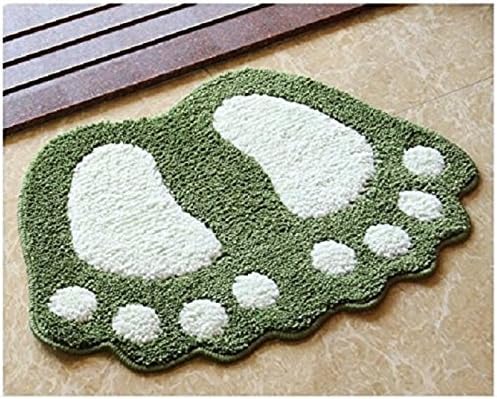 GLYBY Non Slip Bath Mat Big Feet Bathroom Shower Rugs Shaggy Carpet Absorbent Doormat Floor Mat (4060CM)