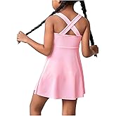 WDIRARA Girl's Tennis Dress Sleeveless Crisscross Back Athletic Workout Tank Dresses