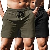 COOFANDY Men's Running Athletic Shorts 5 Inch 2 Pack Gym Workout Shorts Fitted Exercise Hiking Shorts with Zipper Pocket
