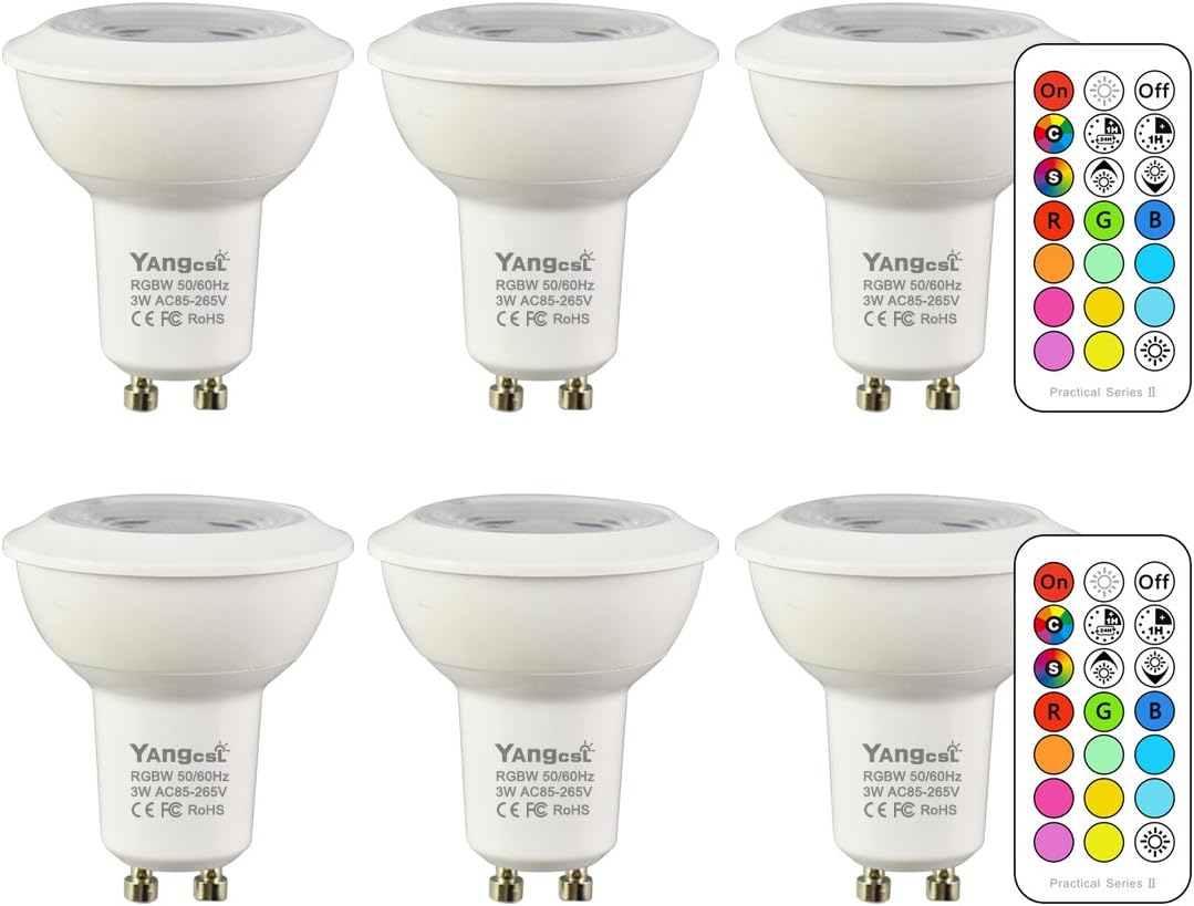 Yangcsl GU10 LED Bulbs, Color Changing Spot Light Bulb with Remote, RGB