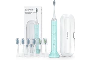 Lächen Sonic Electric Toothbrush for Adults, Rechargeable Toothbrush with Case & 6 Brush Heads for Travel & Home Family Use, 